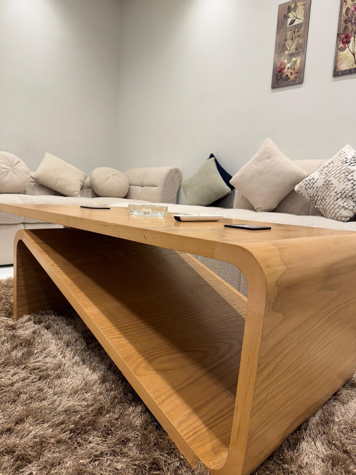 Living room — TV on, streaming ready